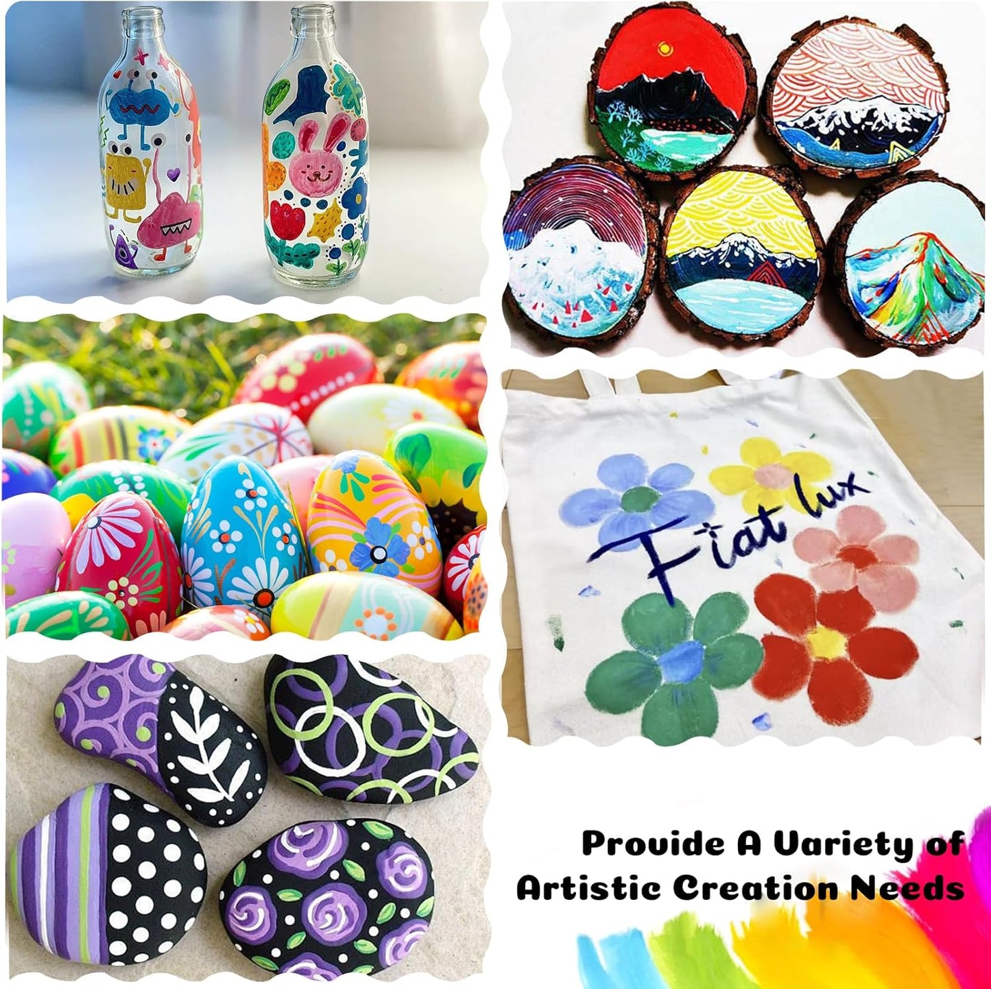 48 Colors Dual Tip Acrylic Paint Pens Marker, Double Tip Premium Acrylic Markers, Markers for Wood, Rock Painting, Glass, Canvas, Stone, DIY Crafts Making Art Supplies