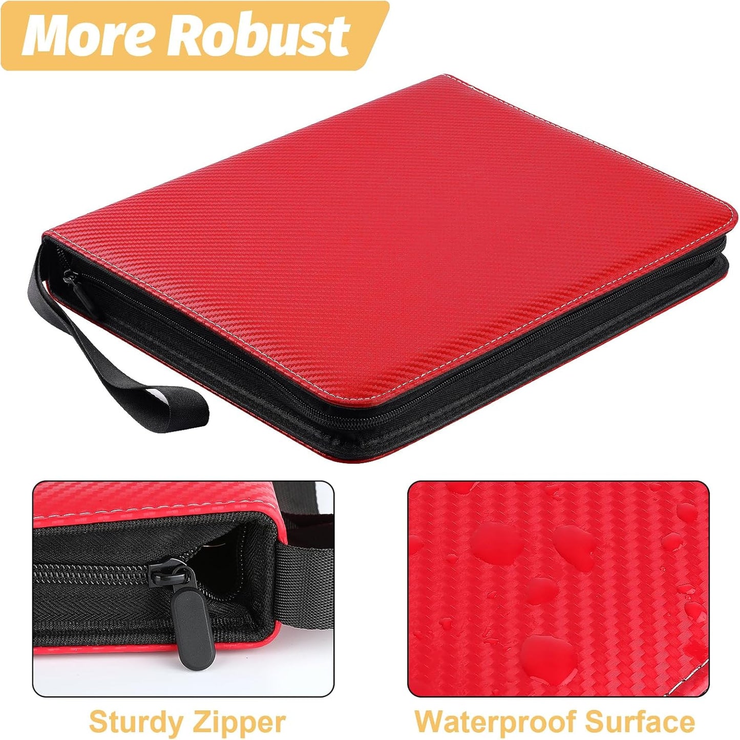 9 Pocket Card Binder, Premium Zip Trading Card Binder, 720 Double Sided Pocket PU Card Collection Binder, Collector Card Album, Card Folder for MTG, TCG, Sports Cards, Game Cards (Red)