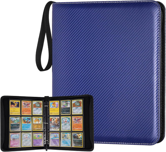9 Pocket Card Binder, Premium Zip Trading Card Binder, 720 Double Sided Pocket PU Card Collection Binder, Collector Card Album, Card Folder for MTG, TCG, Sports Cards, Game Cards (Blue)