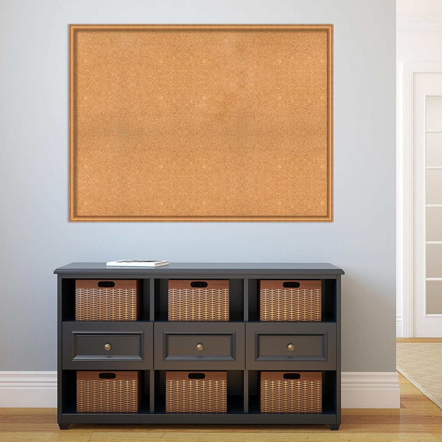 Amanti Art Natural Cork Board for Wall, 36x48 Vision Board with Bronze Frame, Oversize Corkboard Office Decor for Home Organization, Casual Corkboard Pinboard to Display Items for Home Organization