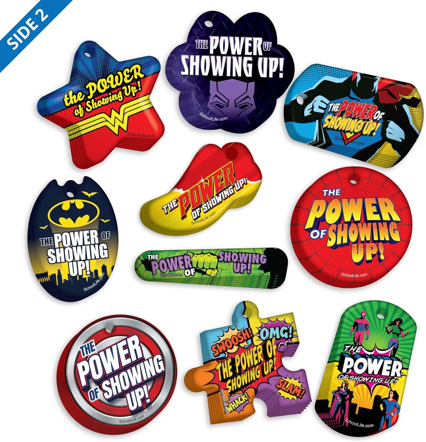 Awesome Attendance Heroes Brag Tag Value Pack to Improve Student School & Classroom Attendance: 500 Tags (50 Tags for Each Design)