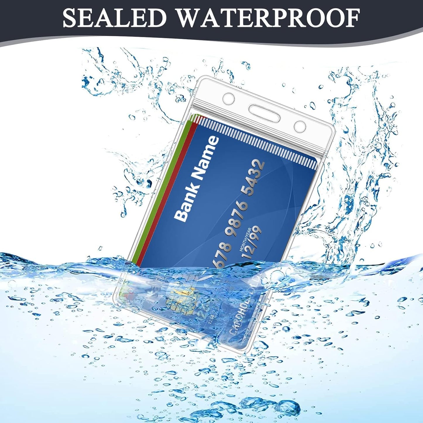 120 Pack ID Badge Holder - Vertical Badge Holder, 2.25" x 3.5" Clear Cards Holders for Lanyard, Plastic Sealable Waterproof, Name Tag Holder for Nurses, Office and School