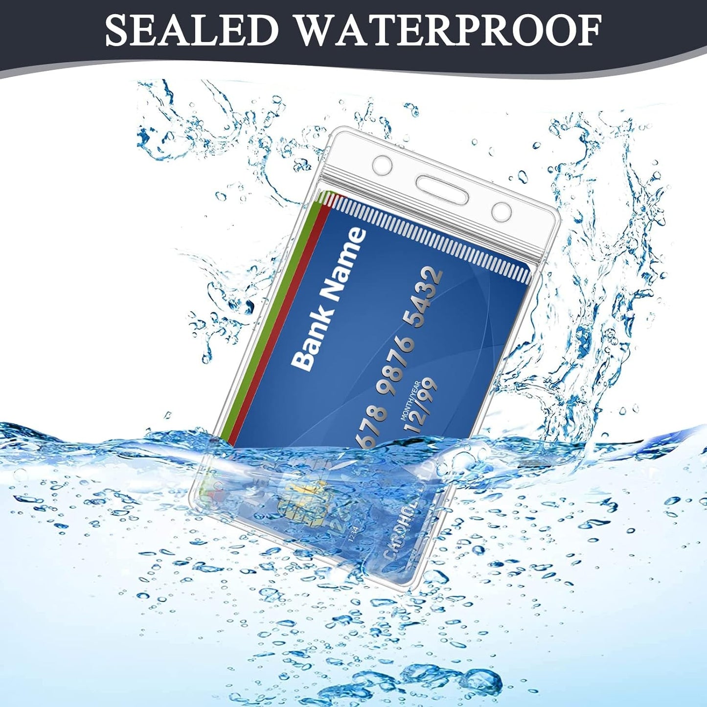 6 Pack ID Badge Holder - Vertical Badge Holder, 2.25" x 3.5" Clear Cards Holders for Lanyard, Plastic Sealable Waterproof, Name Tag Holder for Nurses, Office, and School