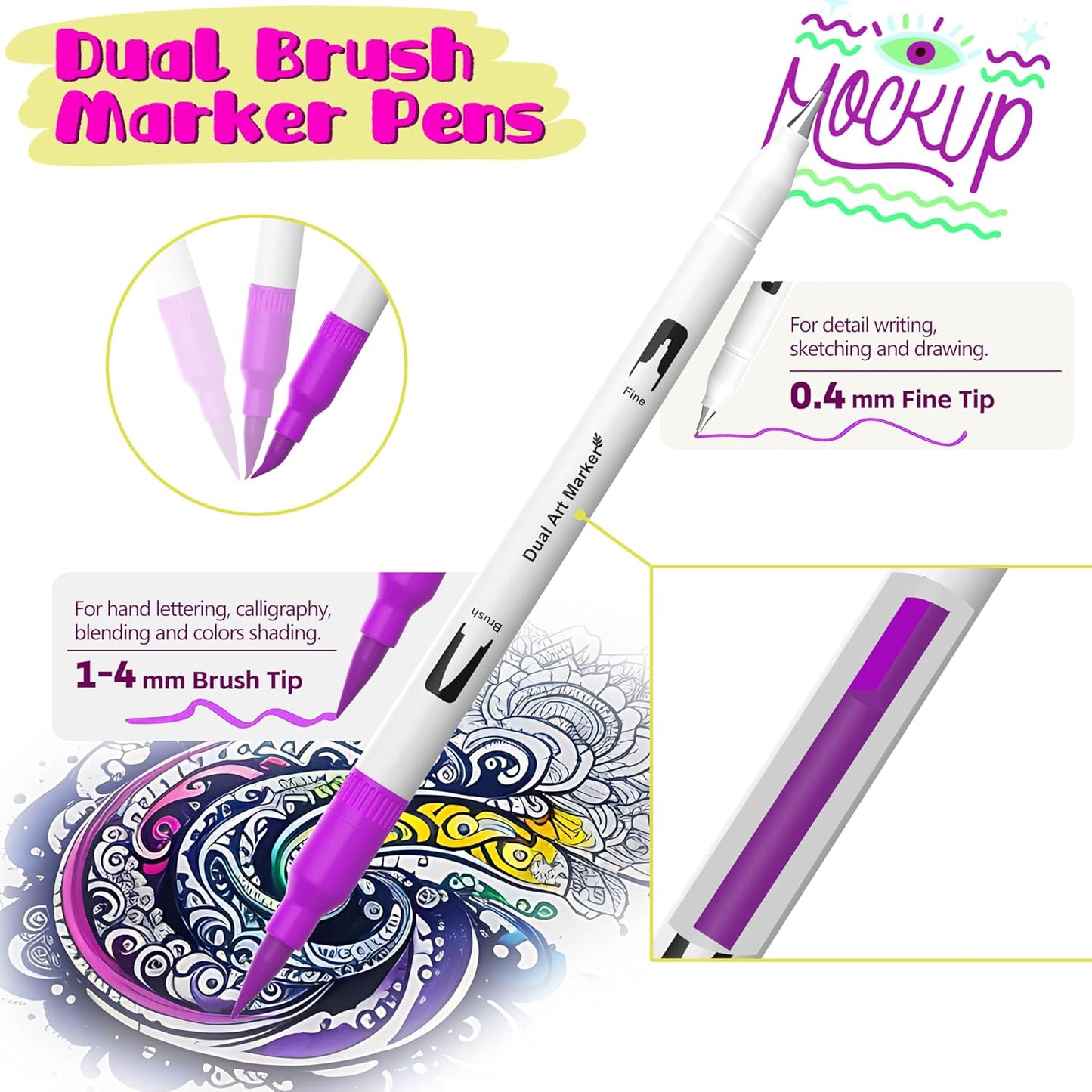 120 Color Dual Tips Brush Pens, Fine and Brush Tip Markers with Swatch Card for Adult Coloring, Art Markers Set for Journaling Calligraphy Drawing Sketching Doodling Illustrating