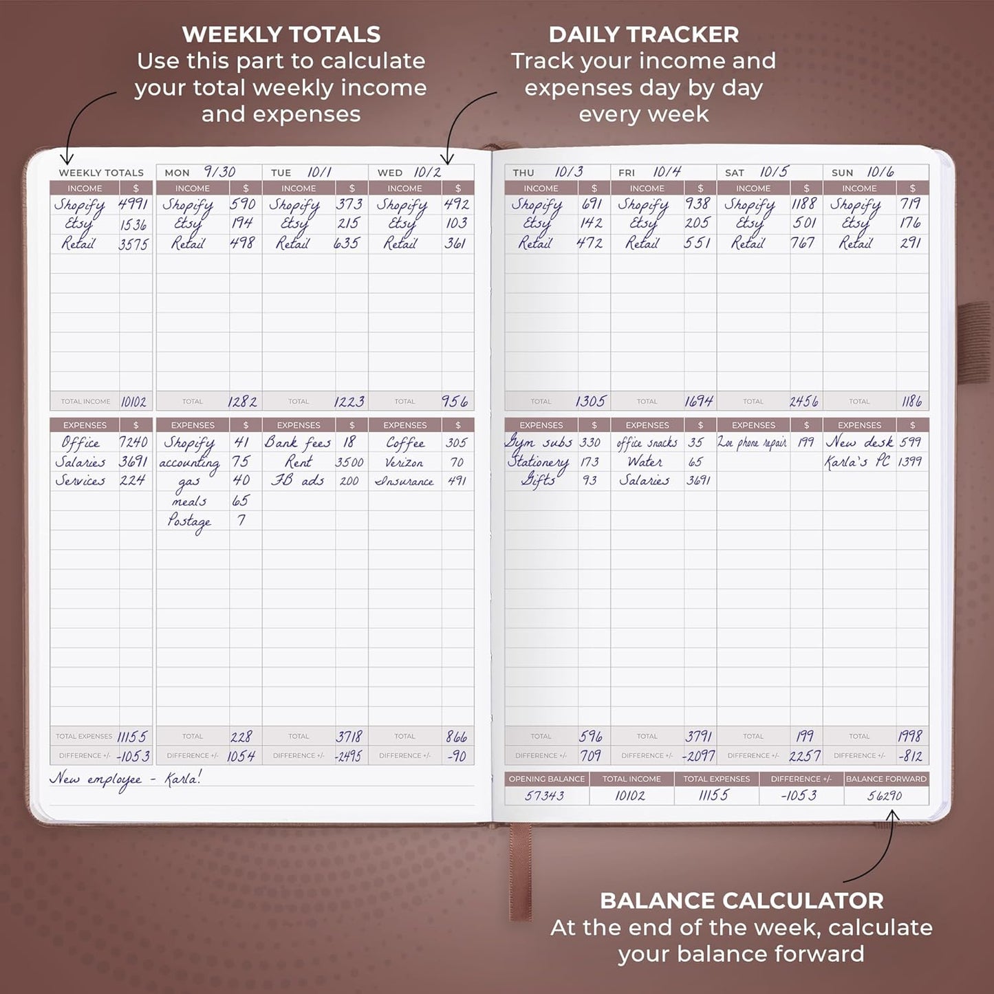Clever Fox Income & Expense Tracker – Accounting & Bookkeeping Ledger Book for Small Business – 1-Year Record Notebook, A5 (Dark Terracotta)