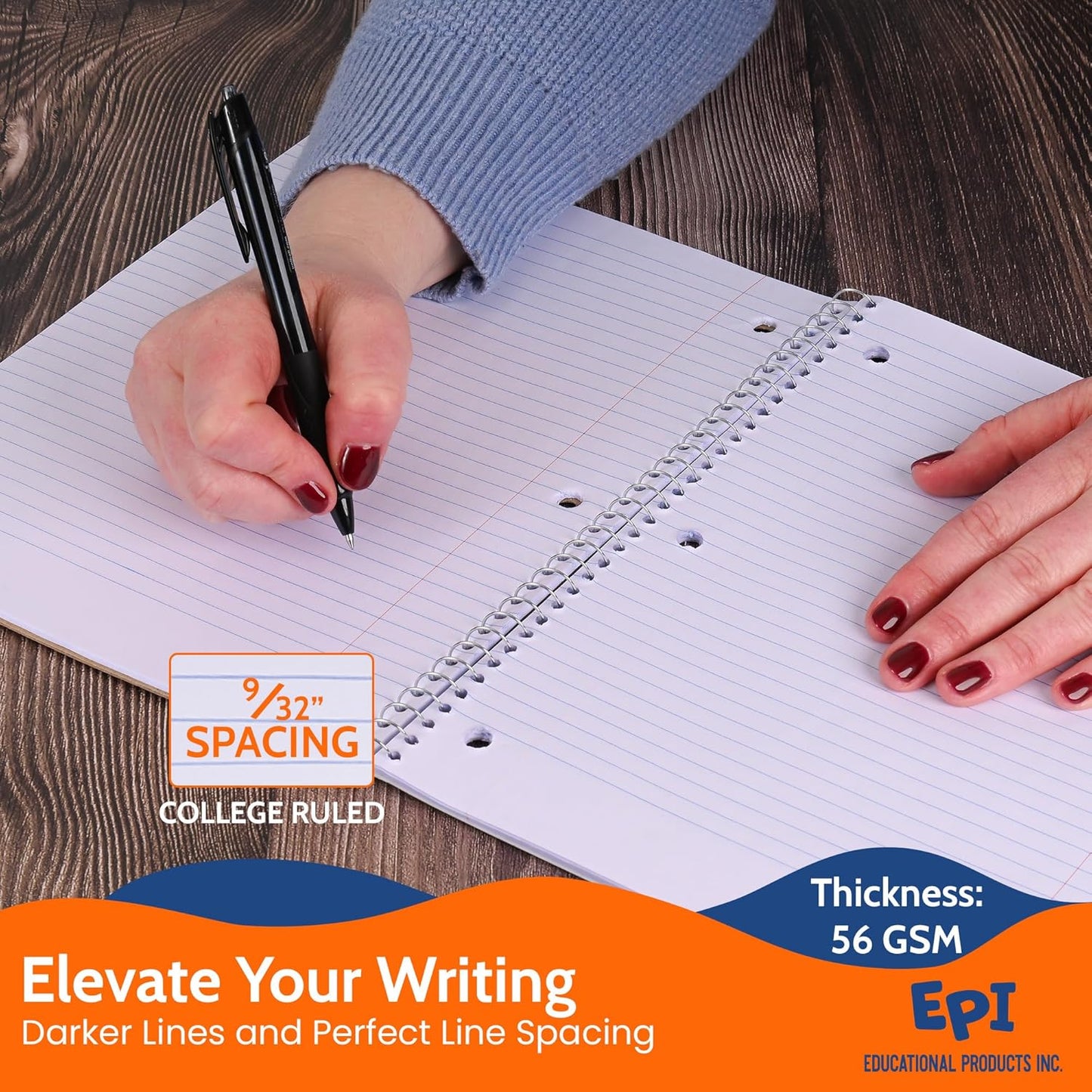 EPI Spiral Notebook | 1 Subject - College Ruled - 70 Sheets, Durable Spiral Binding | 10.5 x 8 in | Classroom Supplies | School, Office, Note Taking, Journaling - 48 Pack