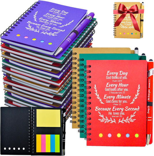 40 Pcs Bulk Christian Gifts Prayer Journal for Woman - 20 Set Religious Notepad with Christian Pen - Bible Notebook - Church Gifts for Inspirational, Bible Study, Devotions (Colorful)
