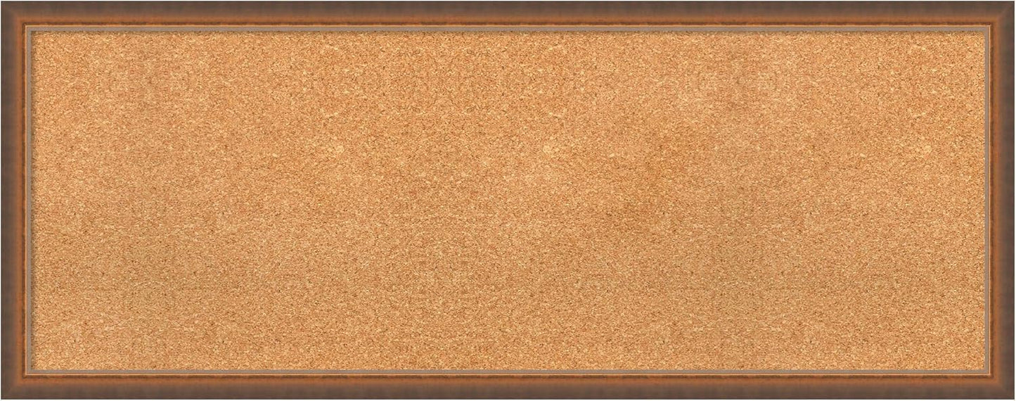 Amanti Art Natural Cork Board for Wall, 18x46 Vision Board with Bronze Frame, Oversize Corkboard Office Decor for Home Organization, Modern Corkboard Pinboard to Display Items for Home Organization