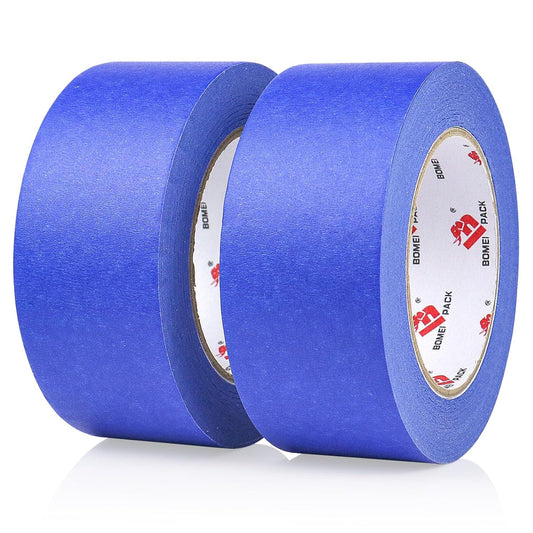 BOMEI PACK 2 Inch Blue Painters Tape, 2 Pack Paint Blue Masking Tape 2 inch x 55 Yards for Walls Painting, Labeling, DIY Crafting, Decoration and School Projects