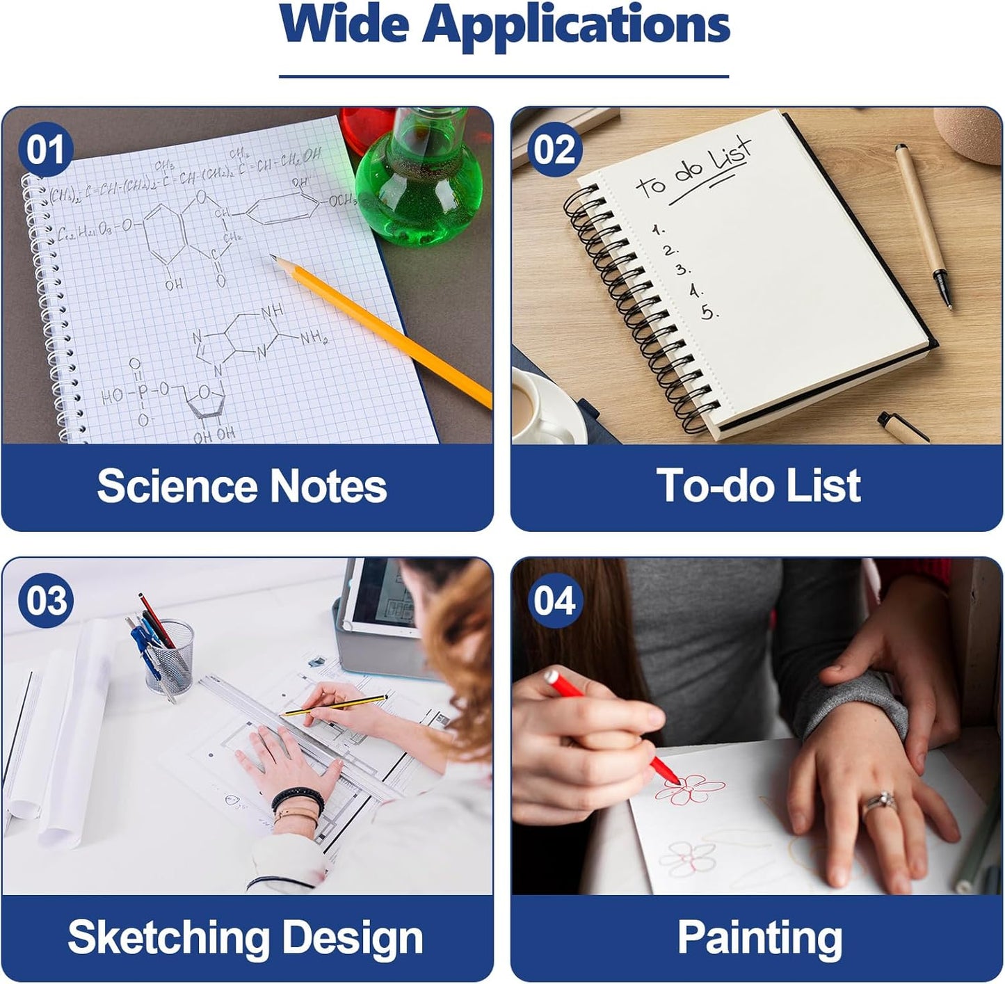 500 Sheets Colored 4 x 4 Graph Loose Leaf Paper Bulk for 3 Ring Binder 8.5×10 Inch Quad Ruled Graph Filler Notebook Grid Paper Refill Quad Ruled Pad for School Office Business Home Library 80gsm