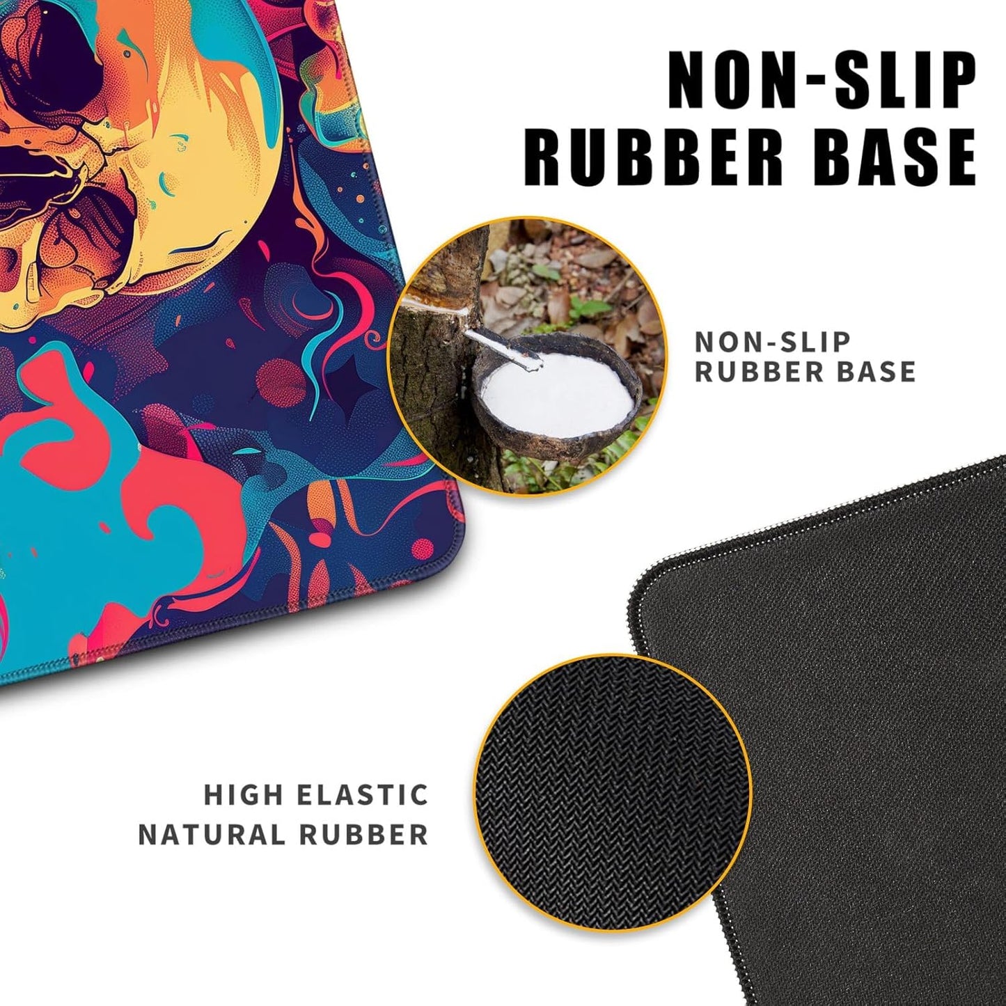 Desk Mat Psychedelic Desk Accessories Skulls Extended Gaming Mouse Desk Pad Decorations for Office Keyboard Mousepad Mat31.5x11.8in, Stitched Edge Non-Slip Bottom Large Mouse Pad