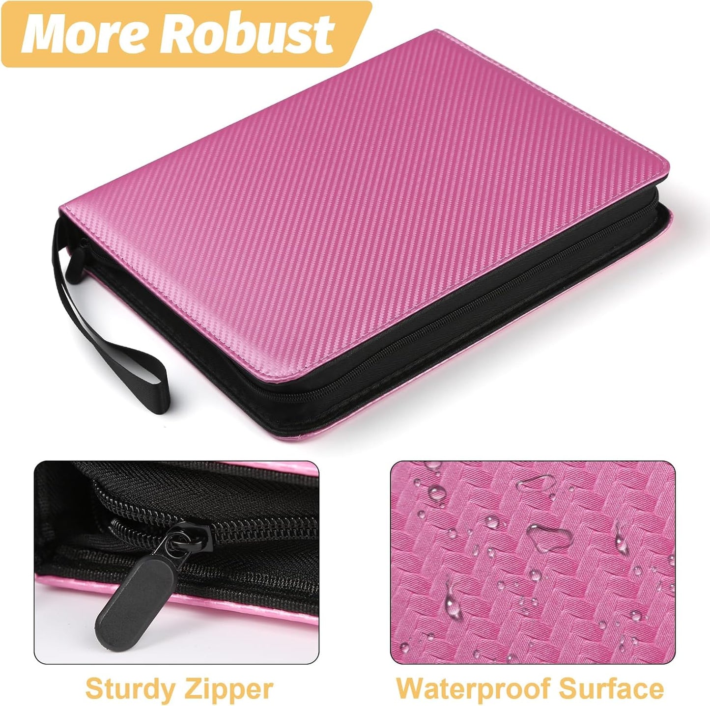 9 Pocket Card Binder, Premium Zip Trading Card Binder, 720 Double Sided Pocket PU Card Collection Binder, Collector Card Album, Card Folder for MTG, TCG, Sports Cards, Game Cards (Pink)