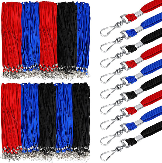 500 Pack Bulk Lanyards for ID Name Badges Holder Flat Lanyards with Hook Clip Swivel for Office School Accessories (Classic Colors)