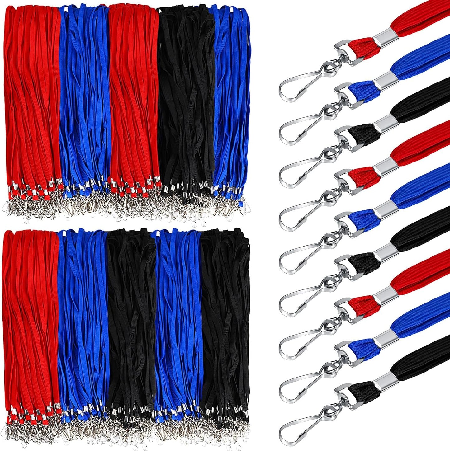 Bulk Lanyards for ID Name Badges Holder Flat Lanyards with Hook Clip Swivel for Office School Accessories (1000 Pack,Classic Colors)