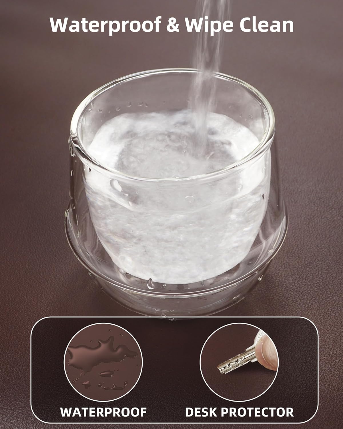 Desk Pad Mat - Leather Desk Pad Protector for Office and Home - Desk Organization and Accessories - Ideal for Large Mouse Pad and Desk Mats on Top of Desks(Coffee,35.4" x 17")