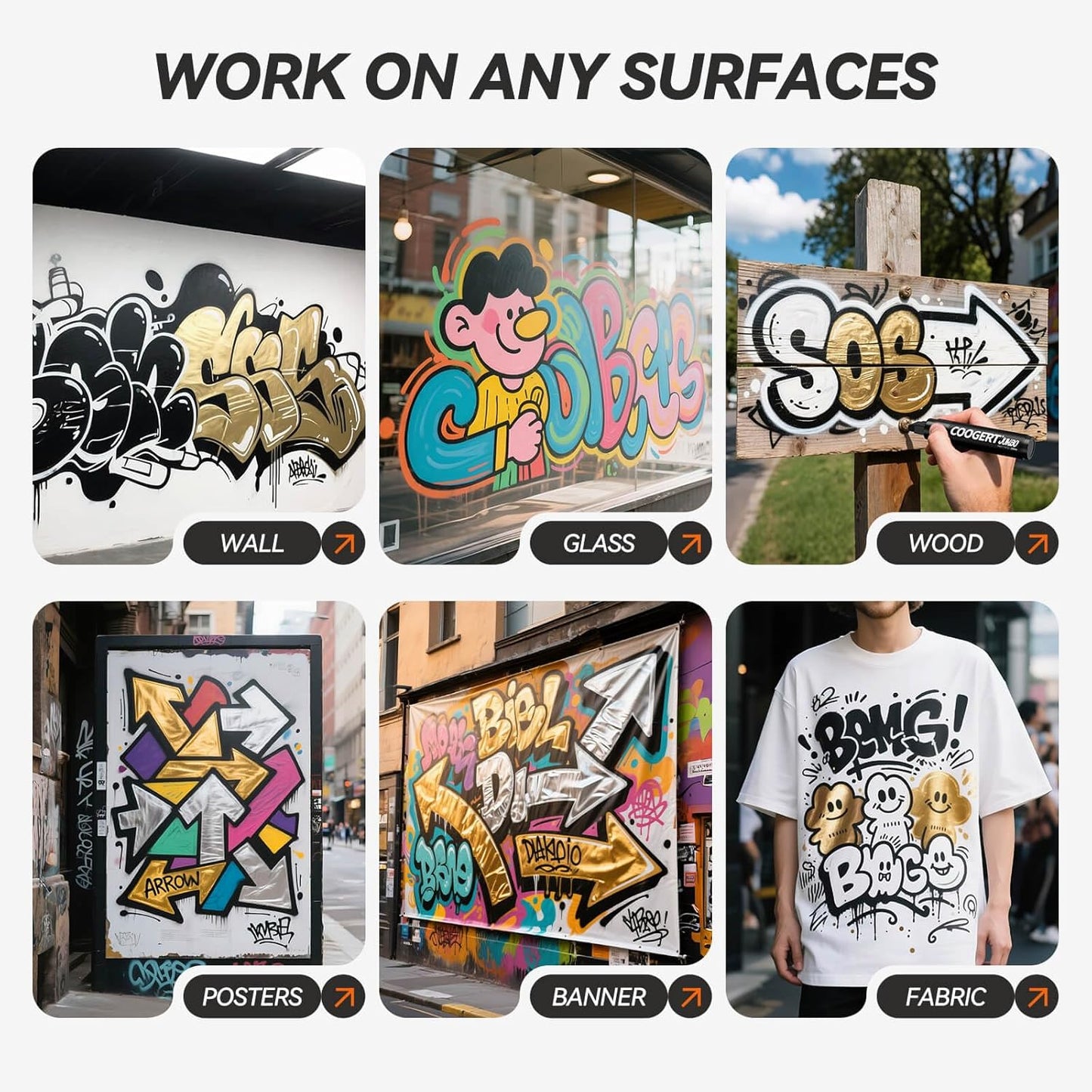 3Pcs White Jumbo Poster Markers, 15MM Thick Permanent Acrylic Graffiti Markers, Wide Tip Paint Marker for Canvas, Posters Board, Fabric, Window, Glass, Wood, Teachers,Banner painting supplies