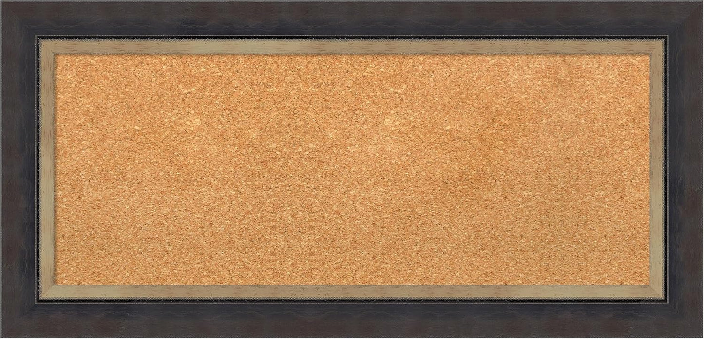 Amanti Art Natural Cork Board for Wall, 17x35 Vision Board with Black Wood Frame, Medium Corkboard Office Decor for Home Organization, Casual Corkboard Pinboard to Display Items for Home Organization