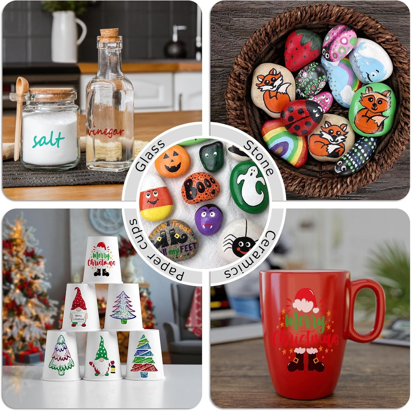 Green Paint Markers, 2 Pack Oil-Based Waterproof Quick Dry Permanent Paint Pen Set for Rocks Painting, Wood, Fabric, Plastic, Canvas, Glass, Mugs, Metal, Tire, Stone, DIY Craft