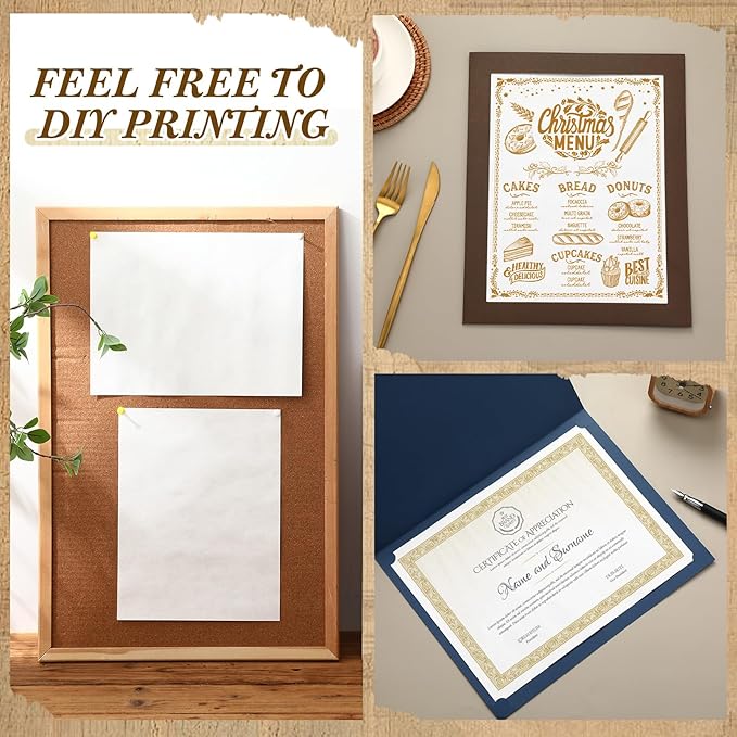 Epakh 100 Pcs Old Age Parchment Paper 8.5 x 11 Inch Standard Letter Vintage Colored Old Parchment Semblance Double Side Printing Paper (White)