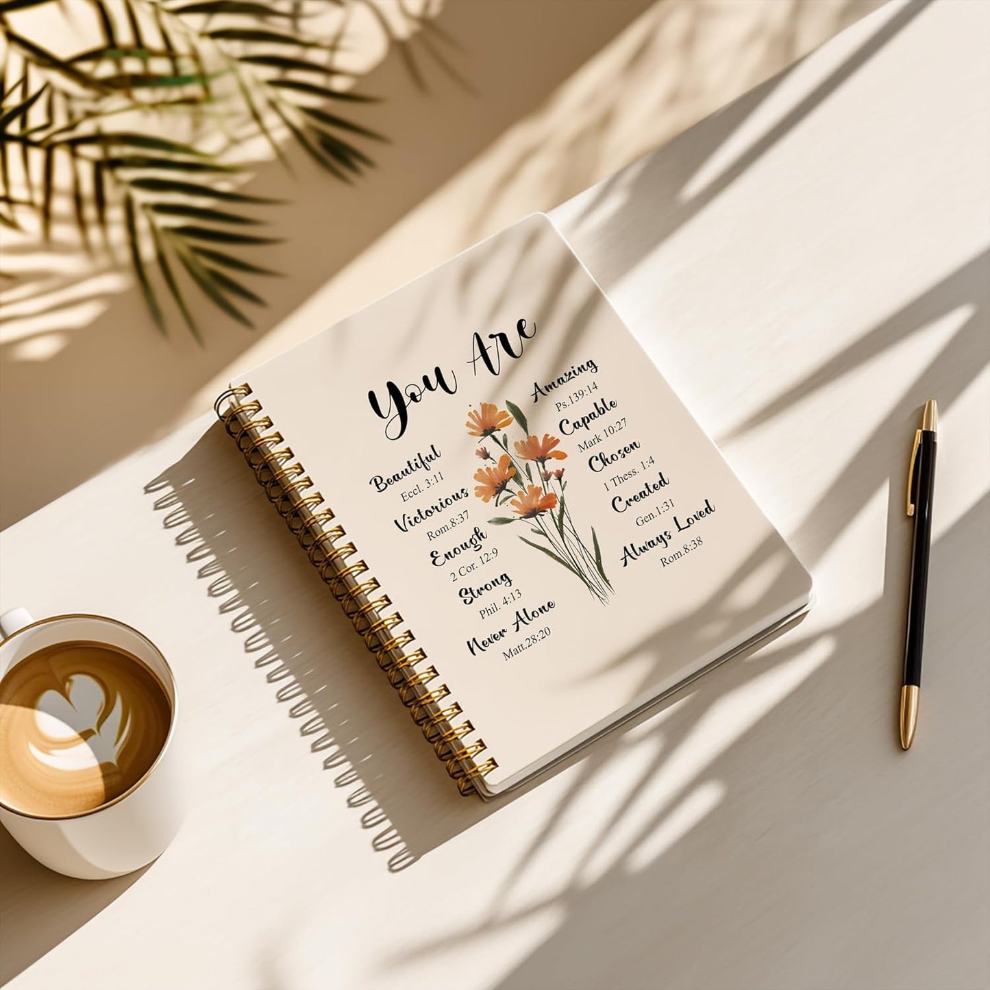 Bible Notebook, A5 Spiral Christian Journal with Floral Pink Butterfly Notebook, Bible Verse-God Says You Are, Inspirational Notebooks for Women, Bible Study, Gift for Birthday Christmas