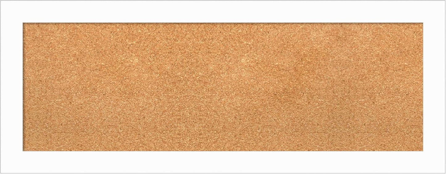 Amanti Art Natural Cork Board for Wall, 15x39 Vision Board with White Frame, Medium Corkboard Office Decor for Home Organization, Casual Corkboard Pinboard to Display Items for Home Organization in