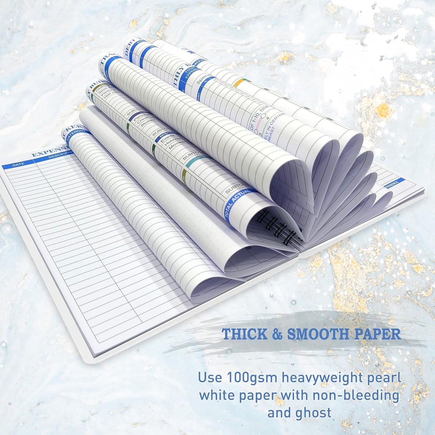 Budget Planner - Monthly Finance Organizer with Expense Tracker Notebook to Manage Your Money Effectively, Undated Finance Planner/Account Book, Start Anytimem,A5(8.6x5.9 inchs),100gsm Paper - blue