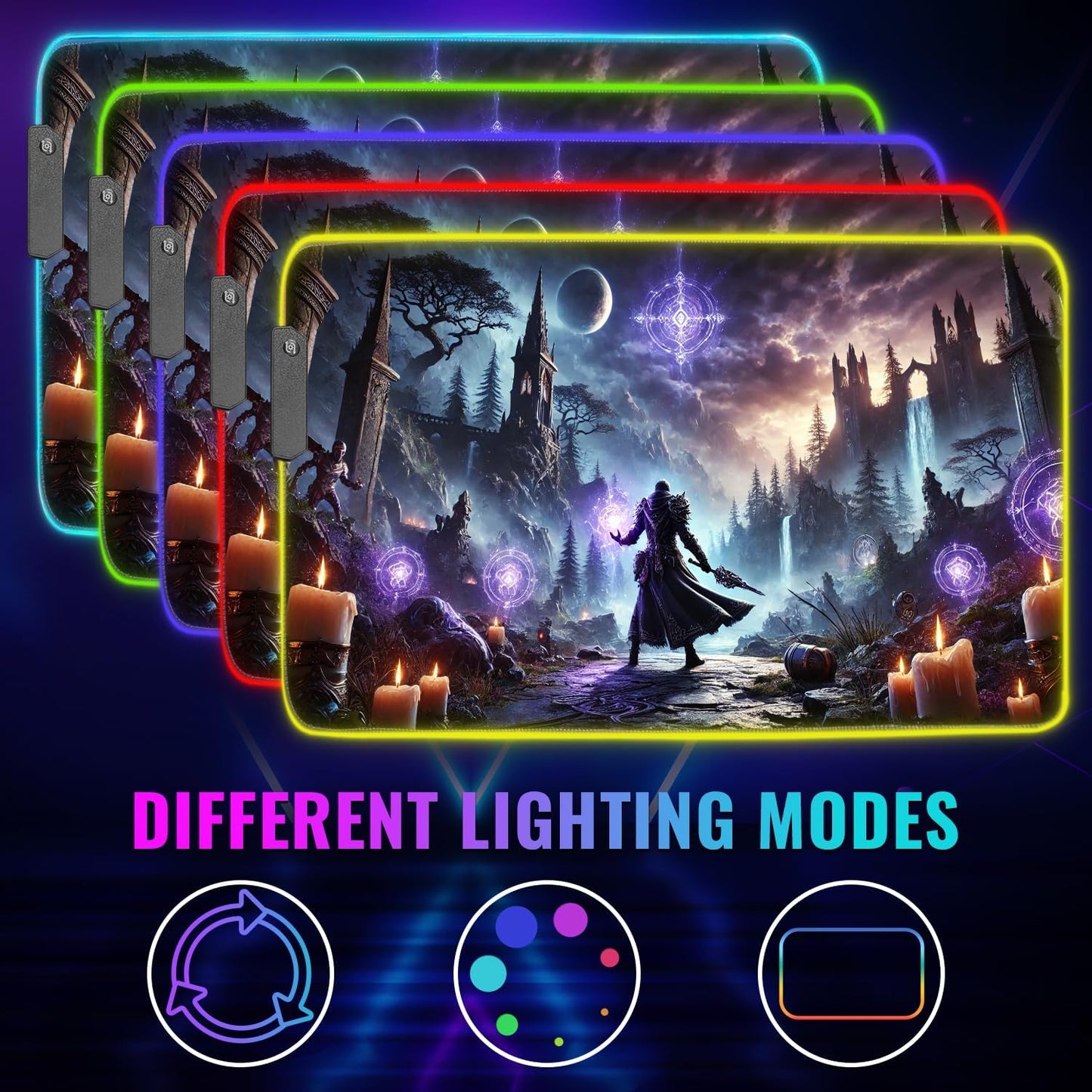 Gaming Mouse Pad - Desk Mat Gaming Mouse Pad , Medium Extra Large Extended Big Long Huge XL XXL and XXXL RGB LED Light Mousepad For a Computer , PC Mats Mousepads Sorcerers Fate