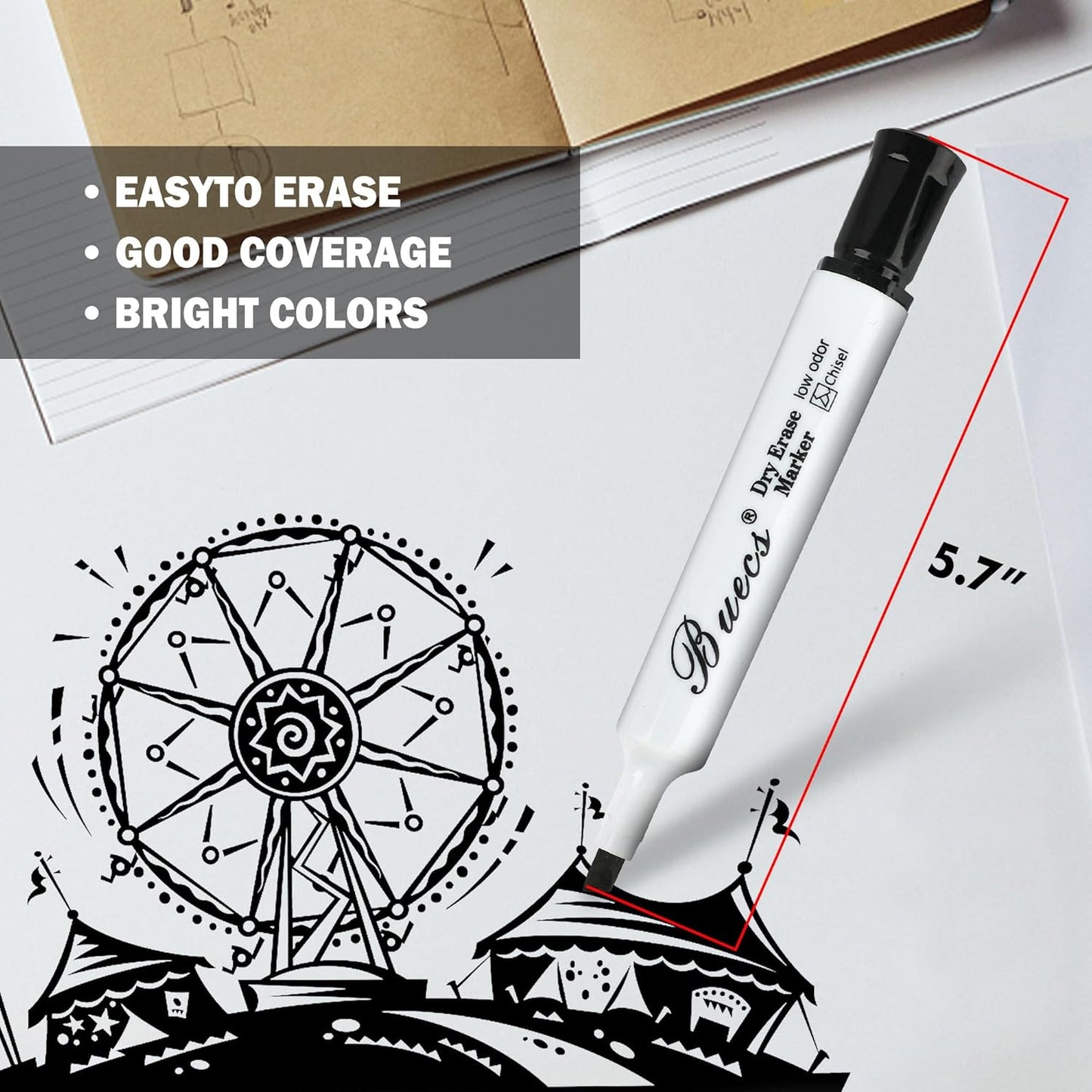 Black Dry Erase Markers, Low-Odor, 80 Count, Chisel tip, Perfect for Writing on Whiteboards, Dry-Erase Boards, Glass, School Office Supplies