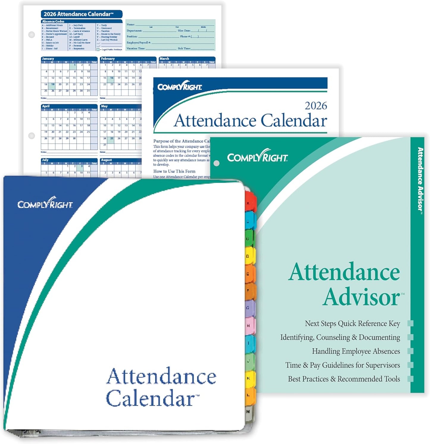 2026 Attendance Calendar Kit, White, Pack of 50