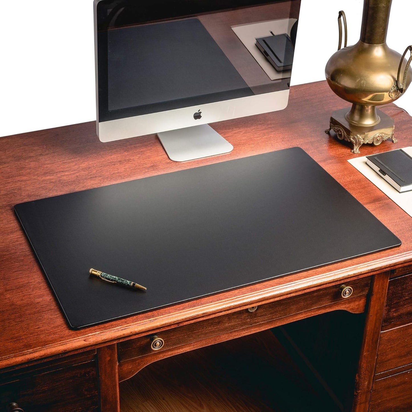 Dacasso Leatherette Conference Table Pad - Luxury Leather Desk Blotter for Writing - Padded Executive Desk Surface Protector - (Black, 34 x 20)