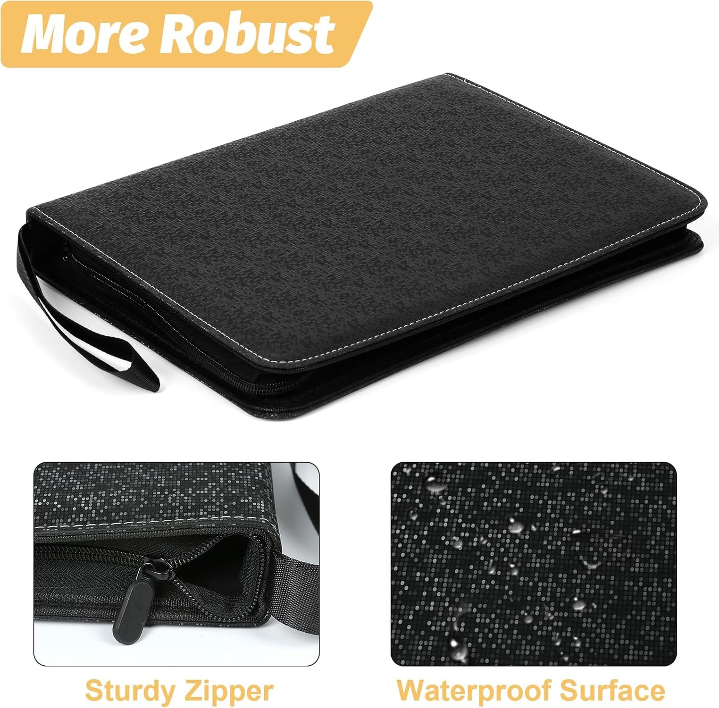 9 Pocket Card Binder, Premium Zip Trading Card Binder, 720 Double Sided Pocket PU Card Collection Binder, Collector Card Album, Card Folder for MTG, TCG, Sports Cards, Game Cards (Black2)