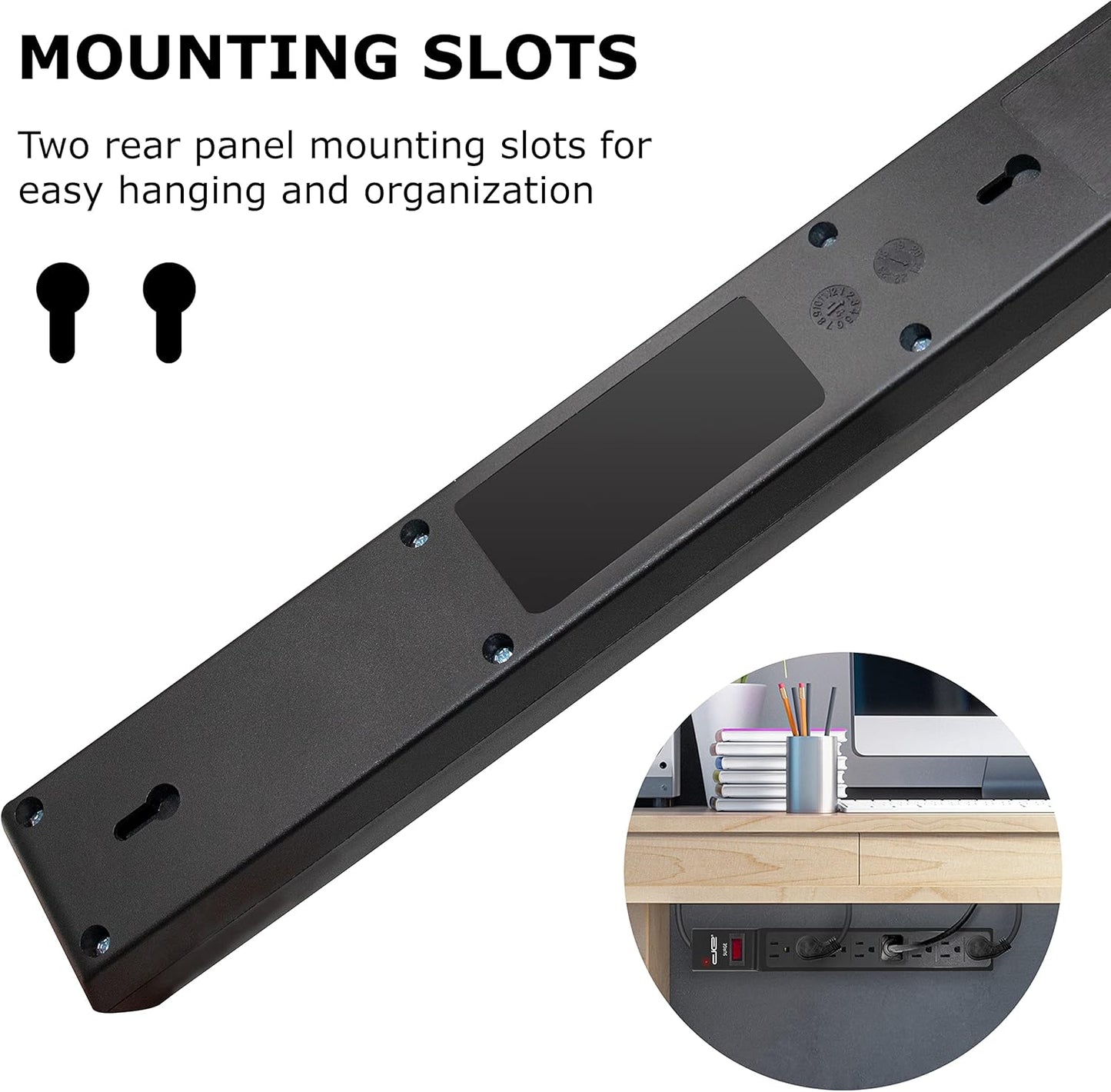 Digital Energy 8 Outlet Surge Protector Power Strip - 15 AMP, 1875 W, 125 V, 350 J Surge Protection, ETL Listed - Flat Plug, Black, 8 FT