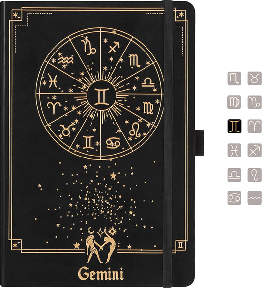 Gemini Zodiac Astrology Undated Monthly Weekly Daily Planner Journal Hardcover A5 5.7" x 8.3" 160 Pages 100GSM Paper 2025 2026 2027 Holidays Calendar