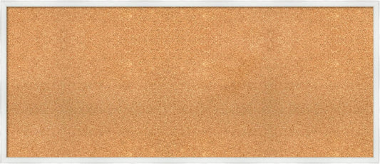 Amanti Art Natural Cork Board for Wall, 21x49 Vision Board with White Frame, Oversize Corkboard Office Decor for Home Organization, Country Rustic Corkboard Pinboard to Display Items for Home