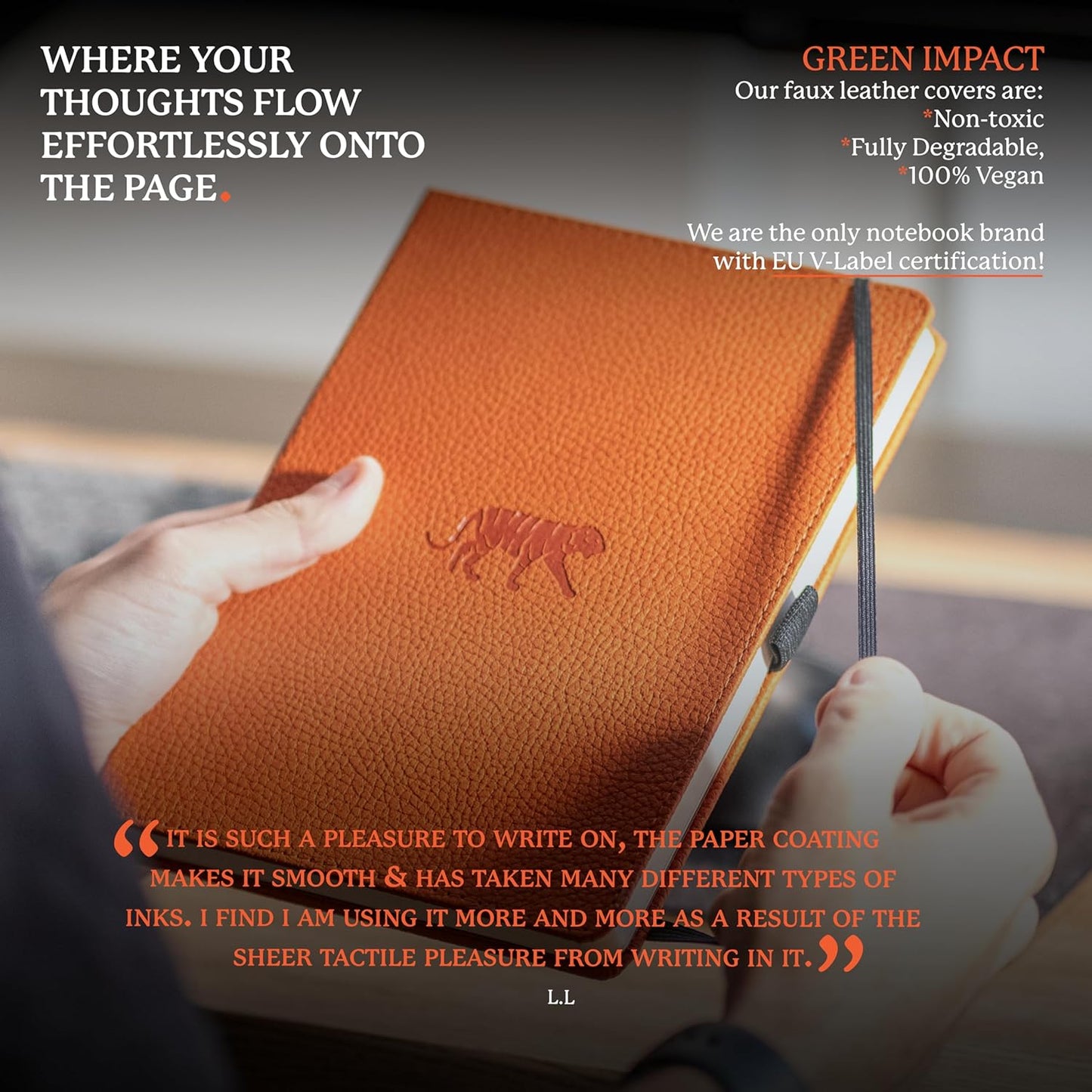 Dingbats* Wildlife Lined Writing Journal Notebook A5 - Vegan Leather Hardcover - Ideal for Work, Travel - Pocket, Elastic Closure, & Bookmark