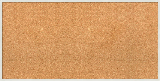 Amanti Art Natural Cork Board for Wall, 17x33 Vision Board with White Frame, Medium Corkboard Office Decor for Home Organization, Modern Corkboard Pinboard to Display Items for Home Organization in