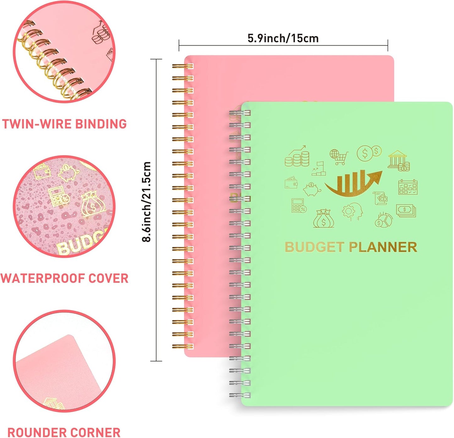 Budget Planner - Monthly Finance Organizer with Expense Tracker Notebook to Manage Your Money Effectively, Undated Finance Planner/Account Book, Start Anytimem,A5(8.6x5.9 inchs),100gsm Paper - Green