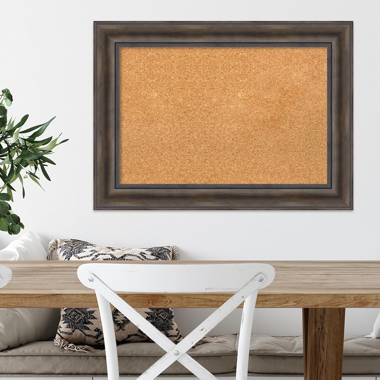 Amanti Art Natural Cork Board for Wall, 21x29 Vision Board with Brown Wood Frame, Medium Corkboard Office Decor for Home Organization, Country Rustic Corkboard Pinboard to Display Items for Home