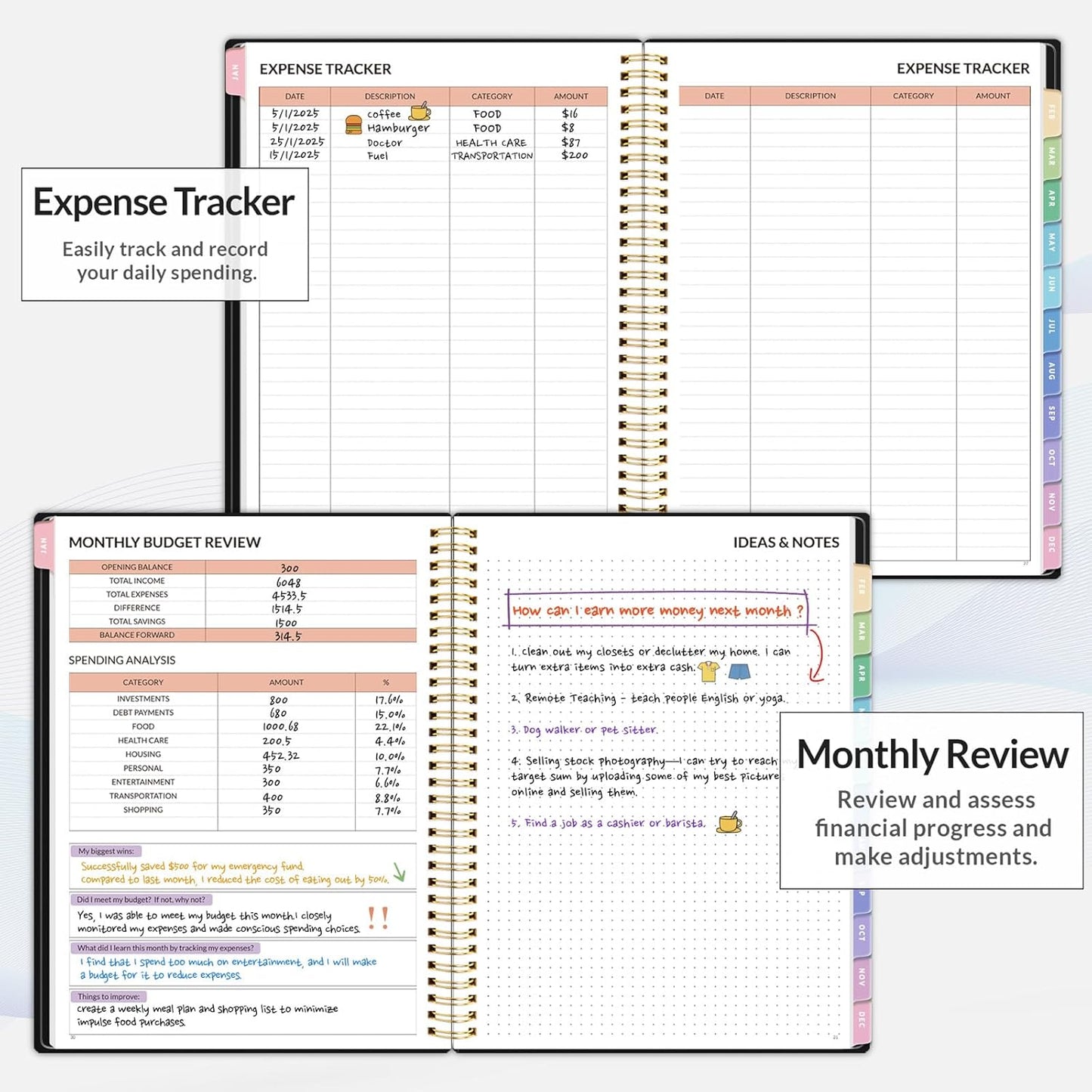 2026 Budget Planner - Monthly Budget Book from JAN 2026 - DEC 2026 with Expense Tracker Notebook, A4 Size (8.5" x 11") Bill Organizer & Finance Planner Account Book to Manage Your Finances, Black