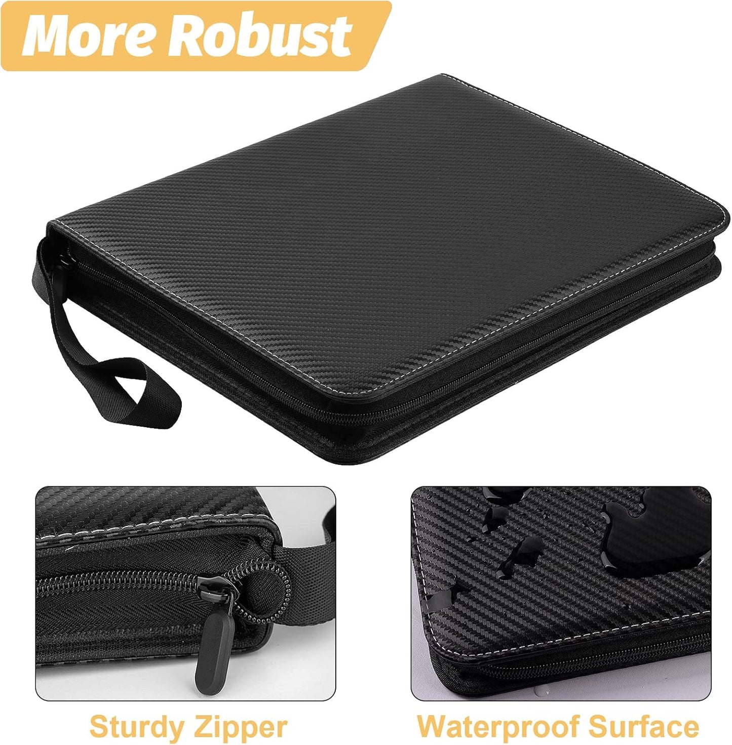 9 Pocket Card Binder, Premium Zip Trading Card Binder, 720 Double Sided Pocket PU Collection Binder, Collector Album, Card Folder for MTG, TCG, Sports Cards, (Black)