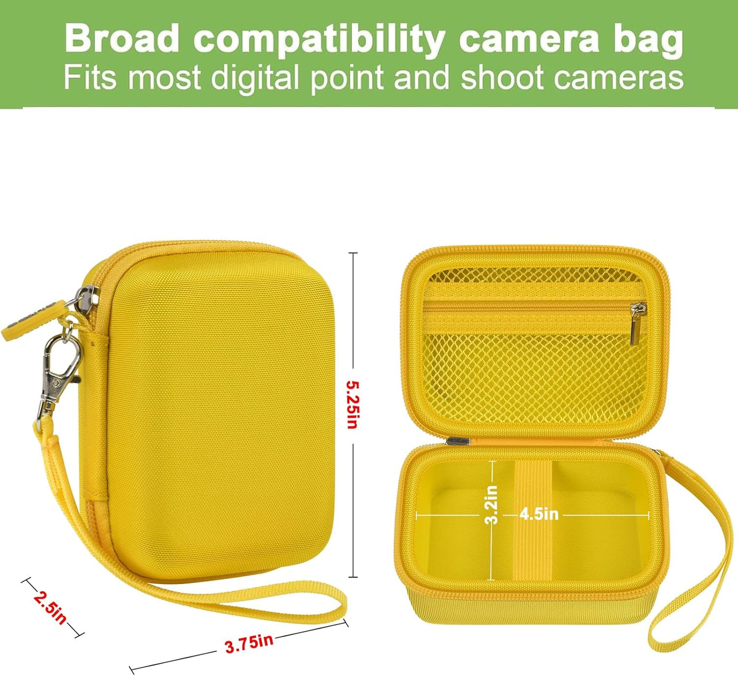 Case Compatible with VAHOIALD FHD 1080P Digital Camera/for CAMKORY Digital Point and Shoot/for Kodak PIXPRO FZ45-BK 16MP Vlogging/for IWEUKJLO/for Nsoela, Holder for SD Card More (Yellow)
