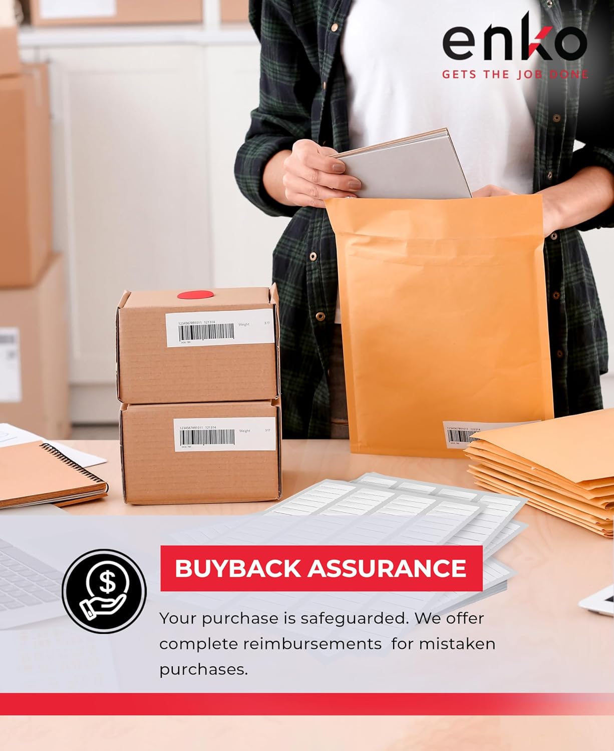 enKo 24000 Labels, 1/2 x 1-3/4 inches - White - Address, Mailing, Shipping and Barcode Blank Labels for Laser and Inkjet Printers