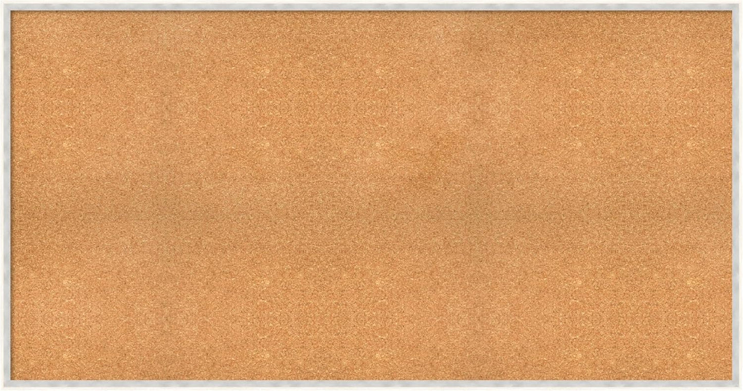 Amanti Art Natural Cork Board for Wall, 31x59 Vision Board with White Frame, Oversize Corkboard Office Decor for Home Organization, Modern Corkboard Pinboard to Display Items for Home Organization in
