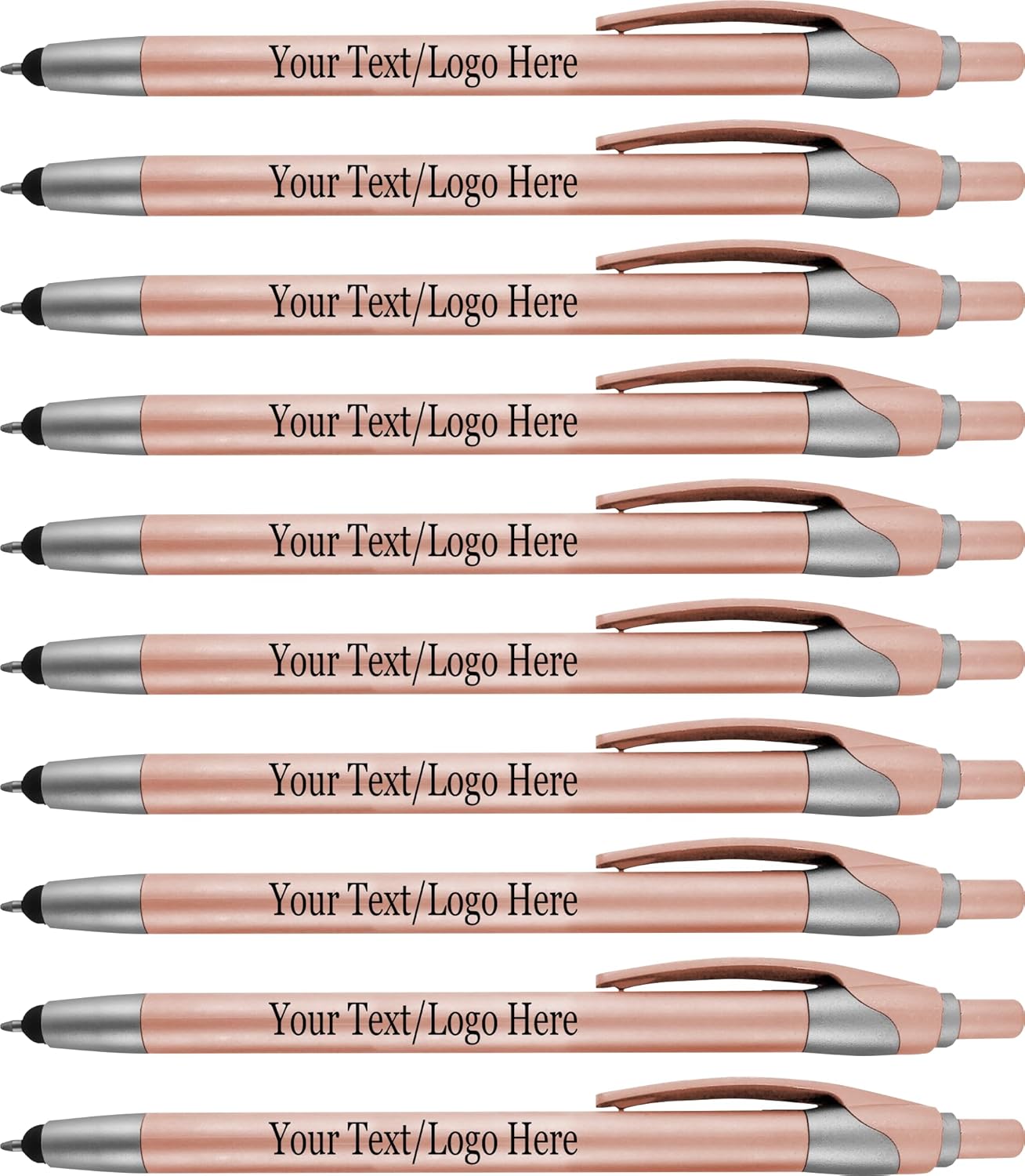 Personalized With your Custom Logo or Text Pens-Pack of 450- for Marketing, Parties, and Events, 2 in 1 Capacitive Stylus & Ballpoint Pen Compatible With Touchscreen Devices, Blue Ink,Rose Pens