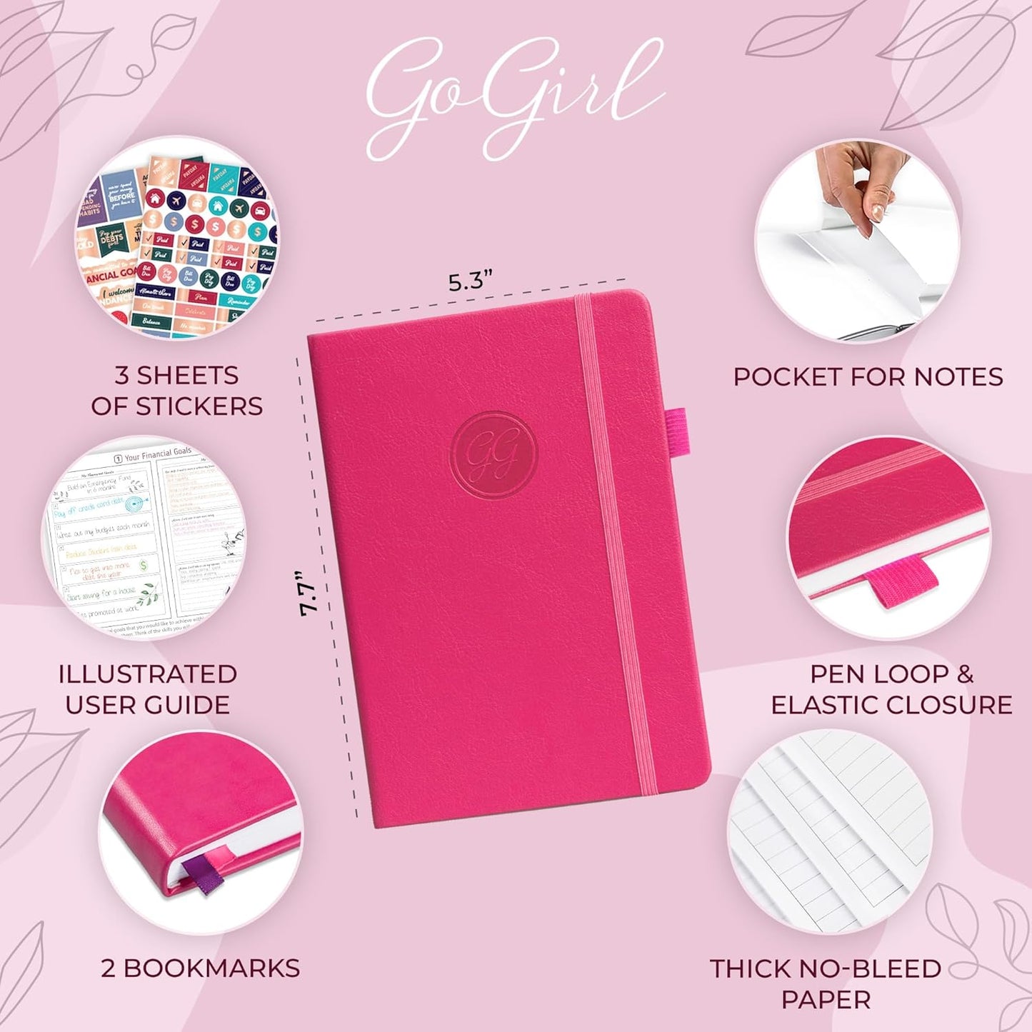 GoGirl Budget Planner – Monthly Financial Planner Organizer Budget Book. Expense Tracker Notebook Journal to Control Money, Compact (Hot Pink)