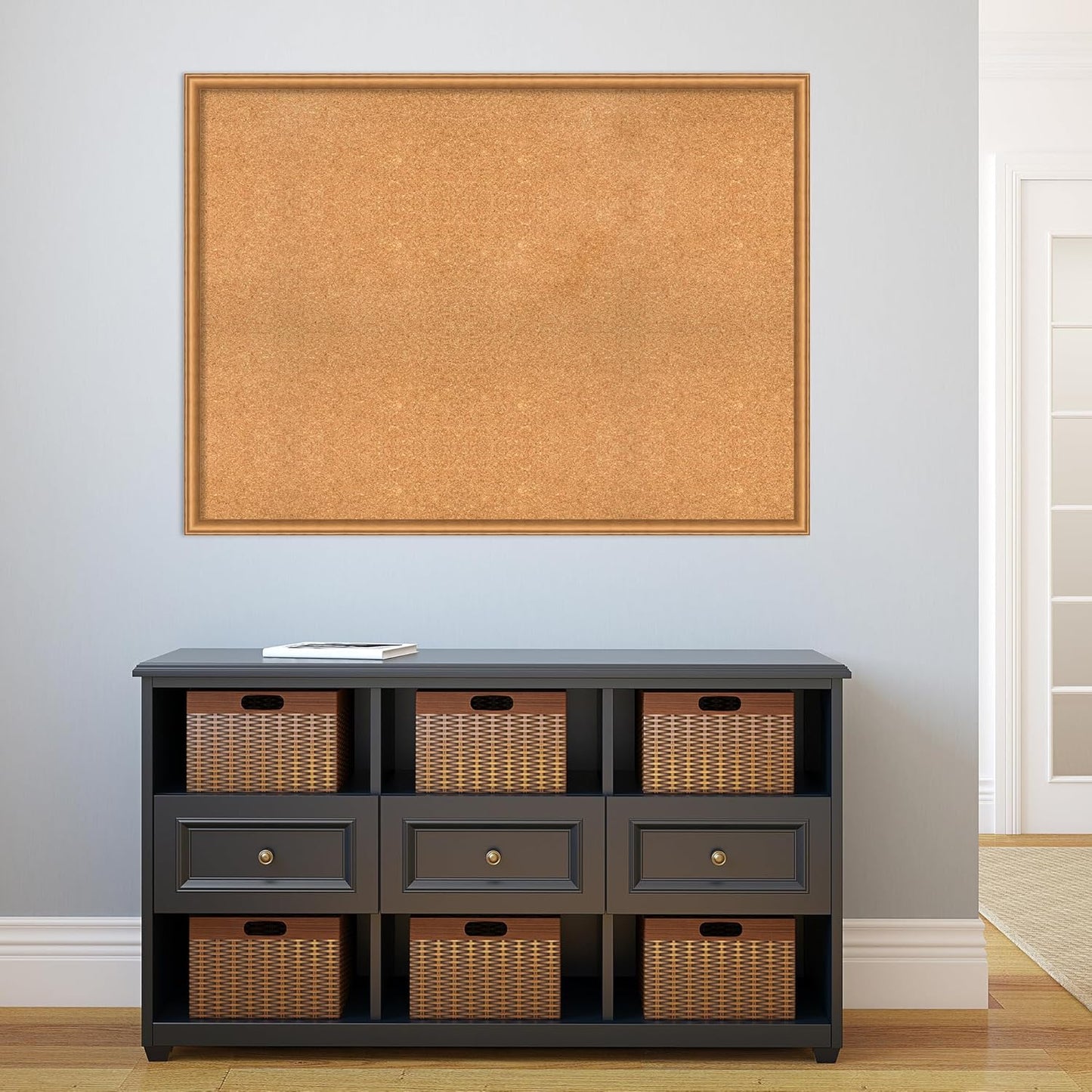 Amanti Art Natural Cork Board for Wall, 34x46 Vision Board with Bronze Frame, Oversize Corkboard Office Decor for Home Organization, Casual Corkboard Pinboard to Display Items for Home Organization