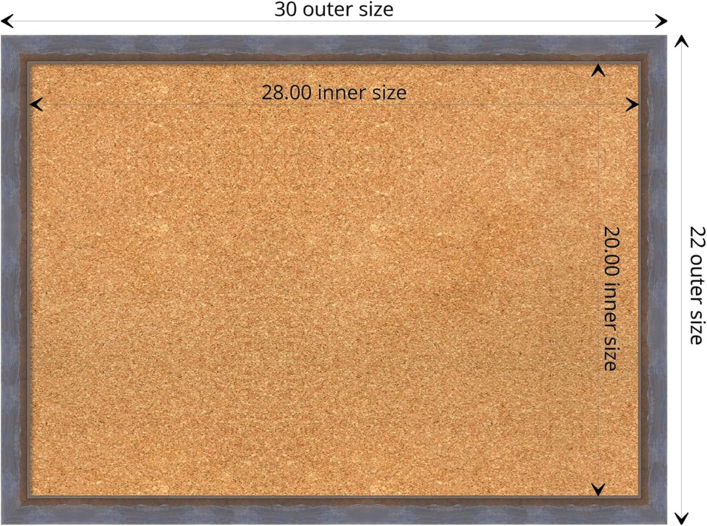 Amanti Art Natural Cork Board for Wall, 22x30 Vision Board with Blue Wood Frame, Medium Corkboard Office Decor for Home Organization, Modern Contemporary Corkboard Pinboard to display items for home