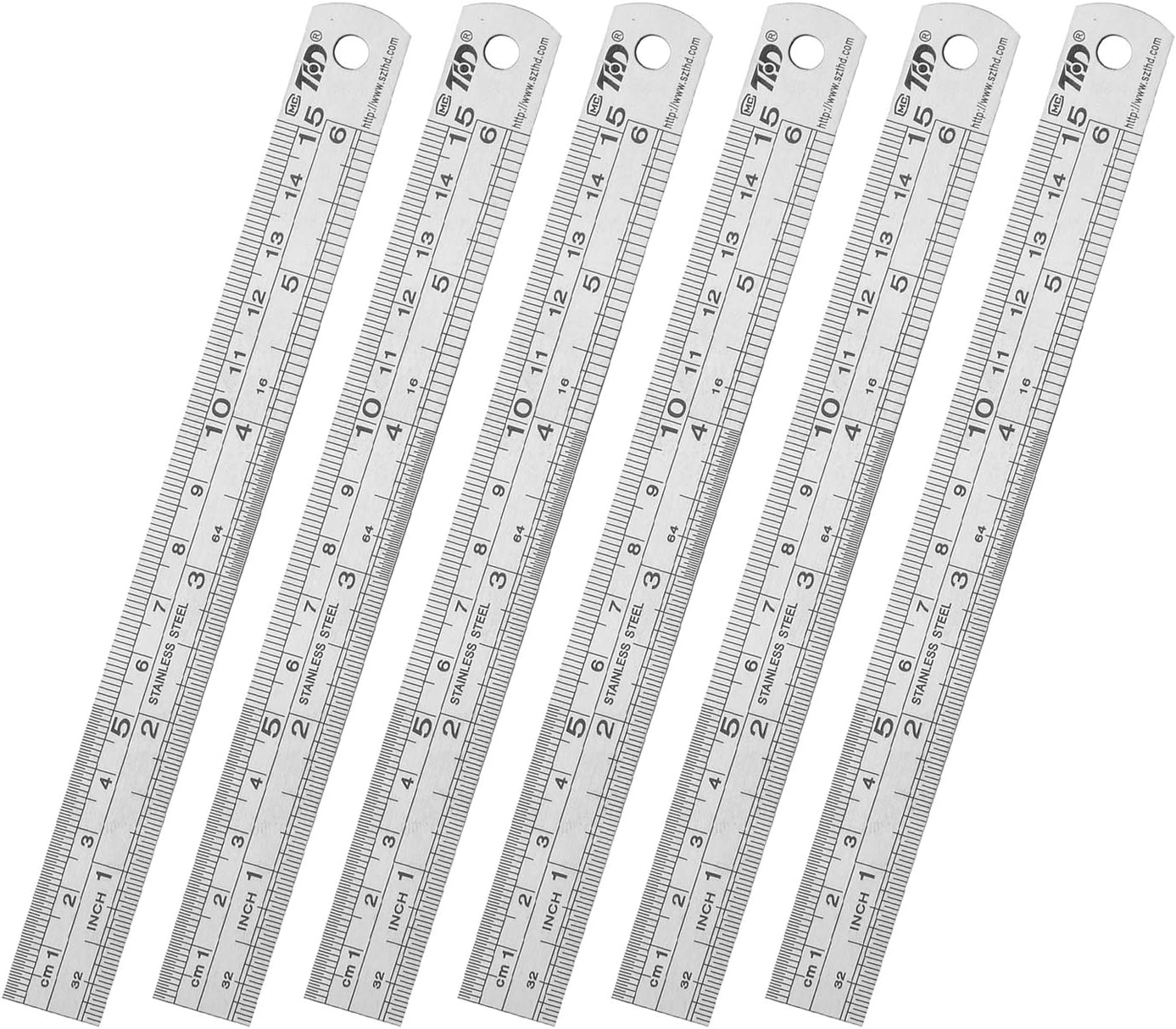 ZZTX Ruler Metal Straight Edge Stainless Steel Ruler 6 Inch Ruler Set Rulers Bulk 6 Pack