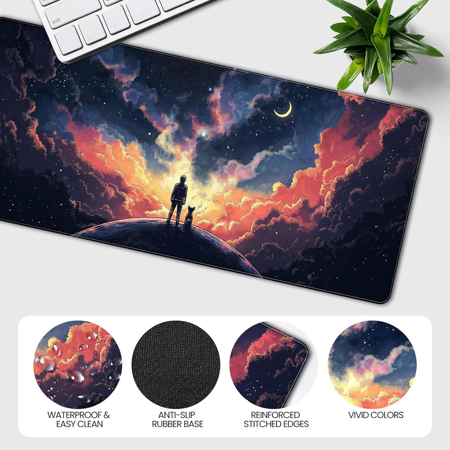 35.4 x 15.7 inches, Large Desktop Mouse pad, Keyboard and Mouse Pads for Work and Home Computers, and Large Laptop Mouse mat，Owner and Dog