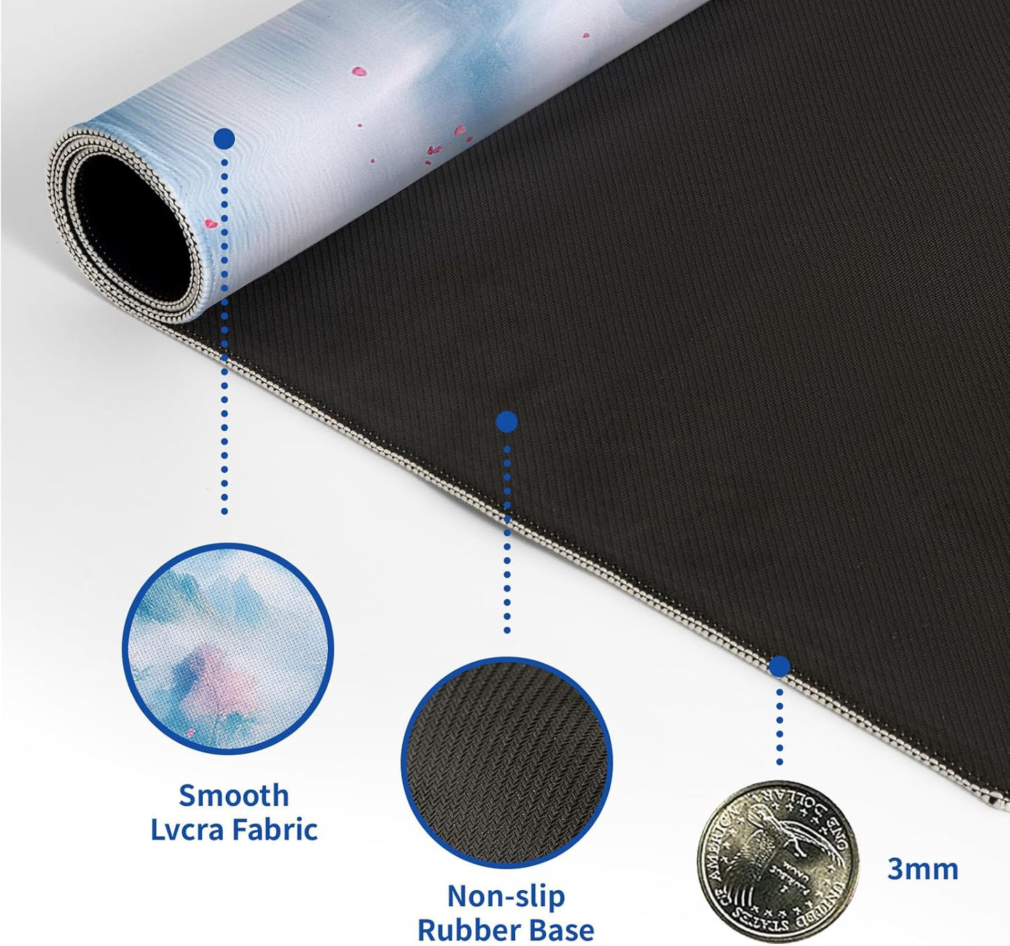 Cherry Blossom Watercolor Mouse Pad Abstract Big Mouse Pad 31.5x11.8 Inch Landscape Texture Non-Slip Rubber Base Large Mousepad Stitched Edges Keyboard Mouse Mat Desk Pad for Office and Home